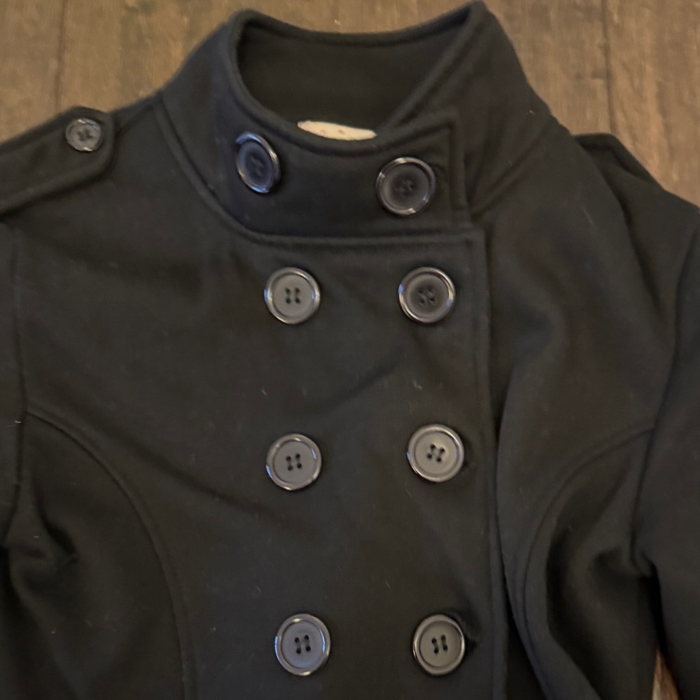 Y2K Women’s Black Double-Breasted Peplum-Style Coat - Picture 2 of 7